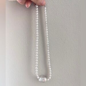 Natural Baroque White Pearl Necklace
